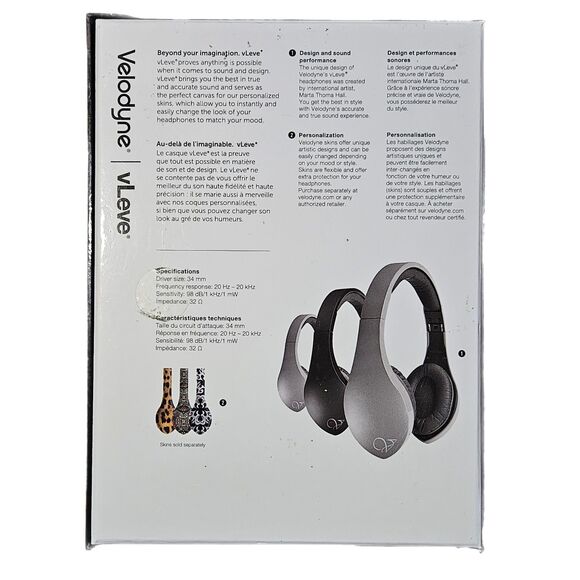 Velodyne vLeve On-Ear High Performance Headphones (Silver) New In Box - Picture 4 of 9